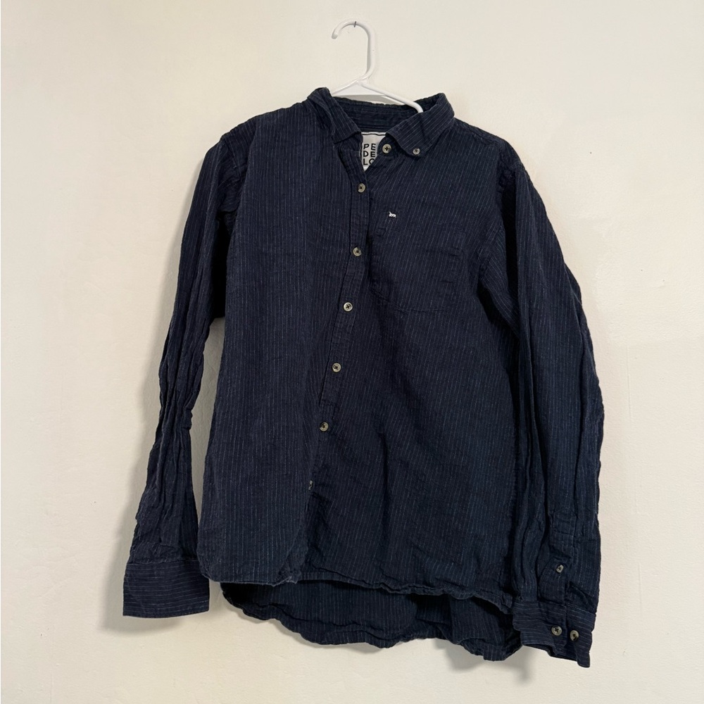 Peau De Loup Navy Corduroy Long Sleeve Shirt